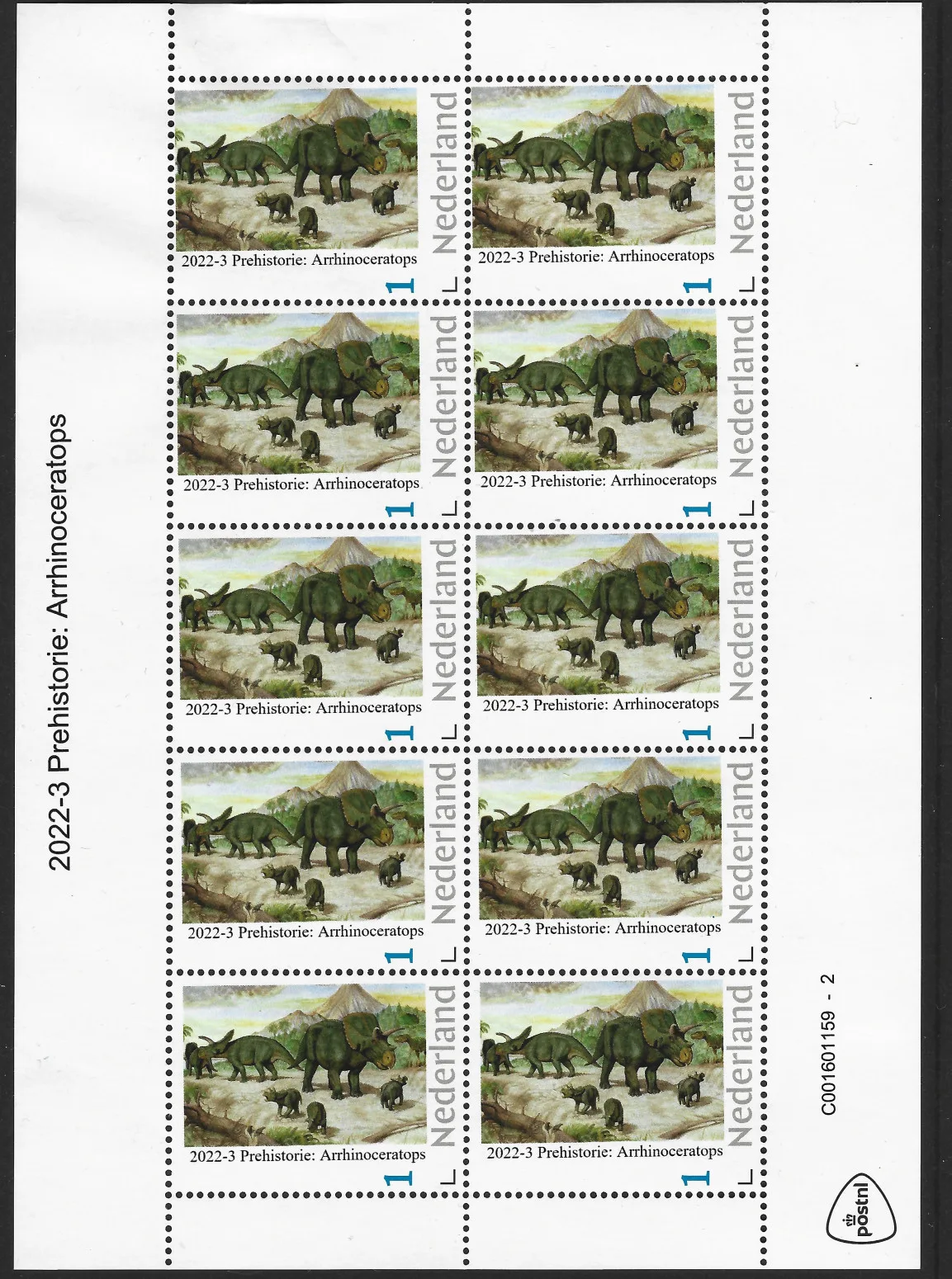 2022-3 Nederland Prehistorie - prehistoric: Arrhinocerat vel-sheetlet postfris/mnh