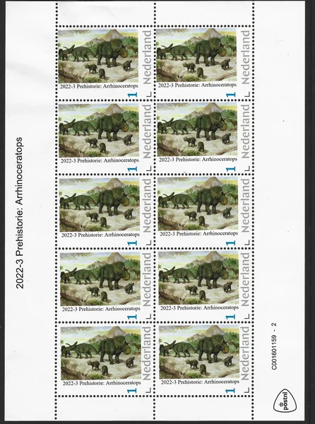 2022-3 Nederland Prehistorie - prehistoric: Arrhinocerat vel-sheetlet postfris/mnh