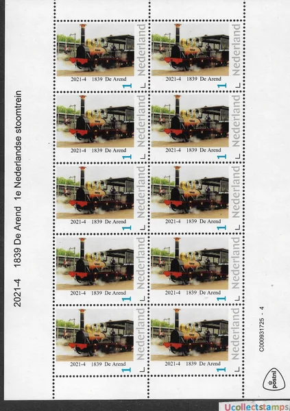 Netherlands 2021-4 Trains De Arend 1839 1st Dutch Steam Train sheetlet MNH