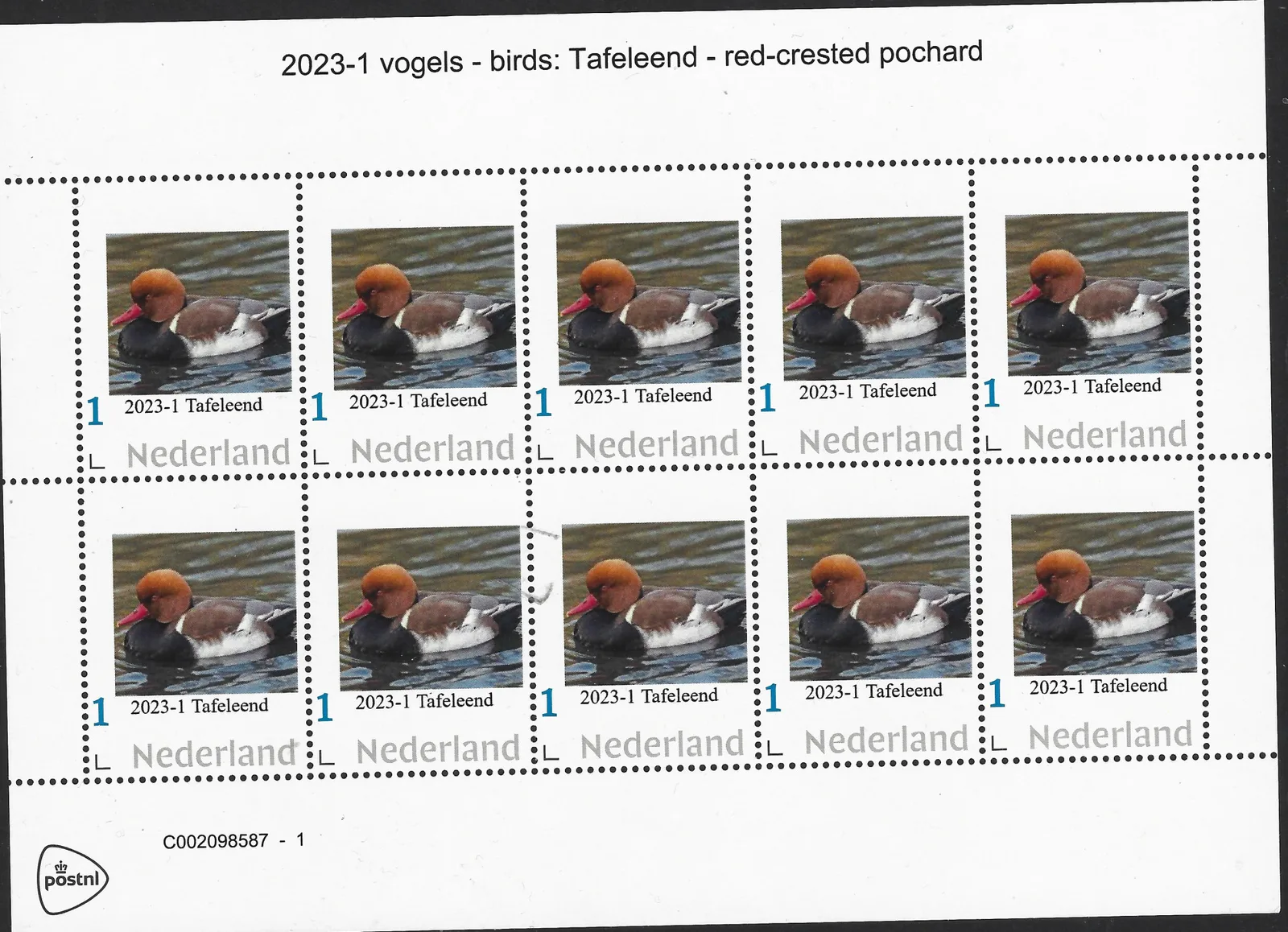 Niederlande 2023-1 Vögel Tafelente - Kolbenente Bogen postfrisch/mnh