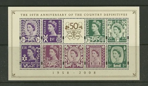 Gr. Britain 2008 50 years regional - 50 years country definitive block m/s MNH