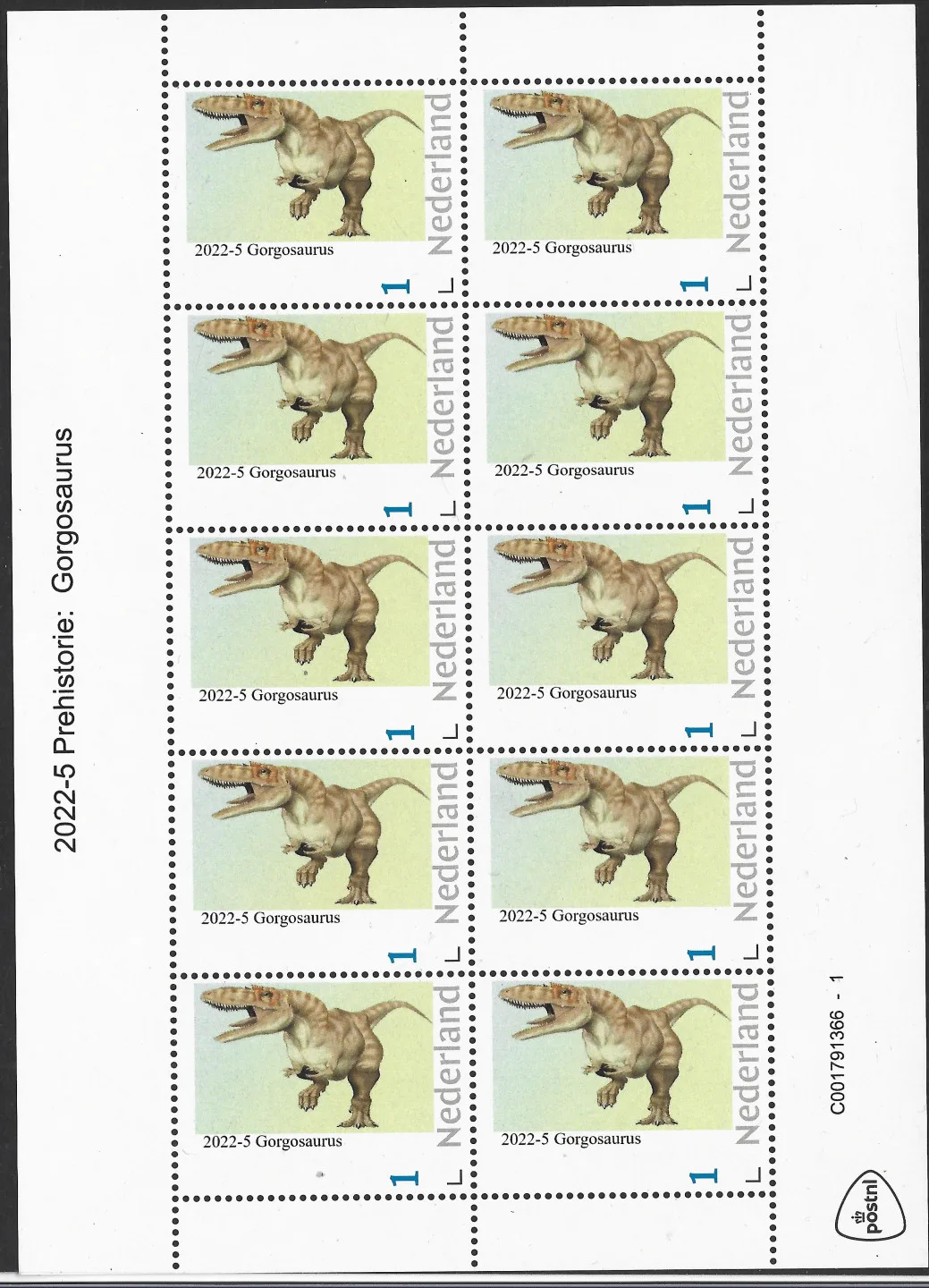 Niederlande 2022-5 Vorgeschichte: Gorgosaurus Bogensatz postfrisch/mnh