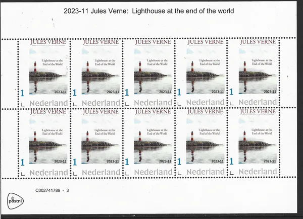 Nederland 2023-11 Jules Verne lighthouse at the end of the world vel-sheetlet postfris/mnh