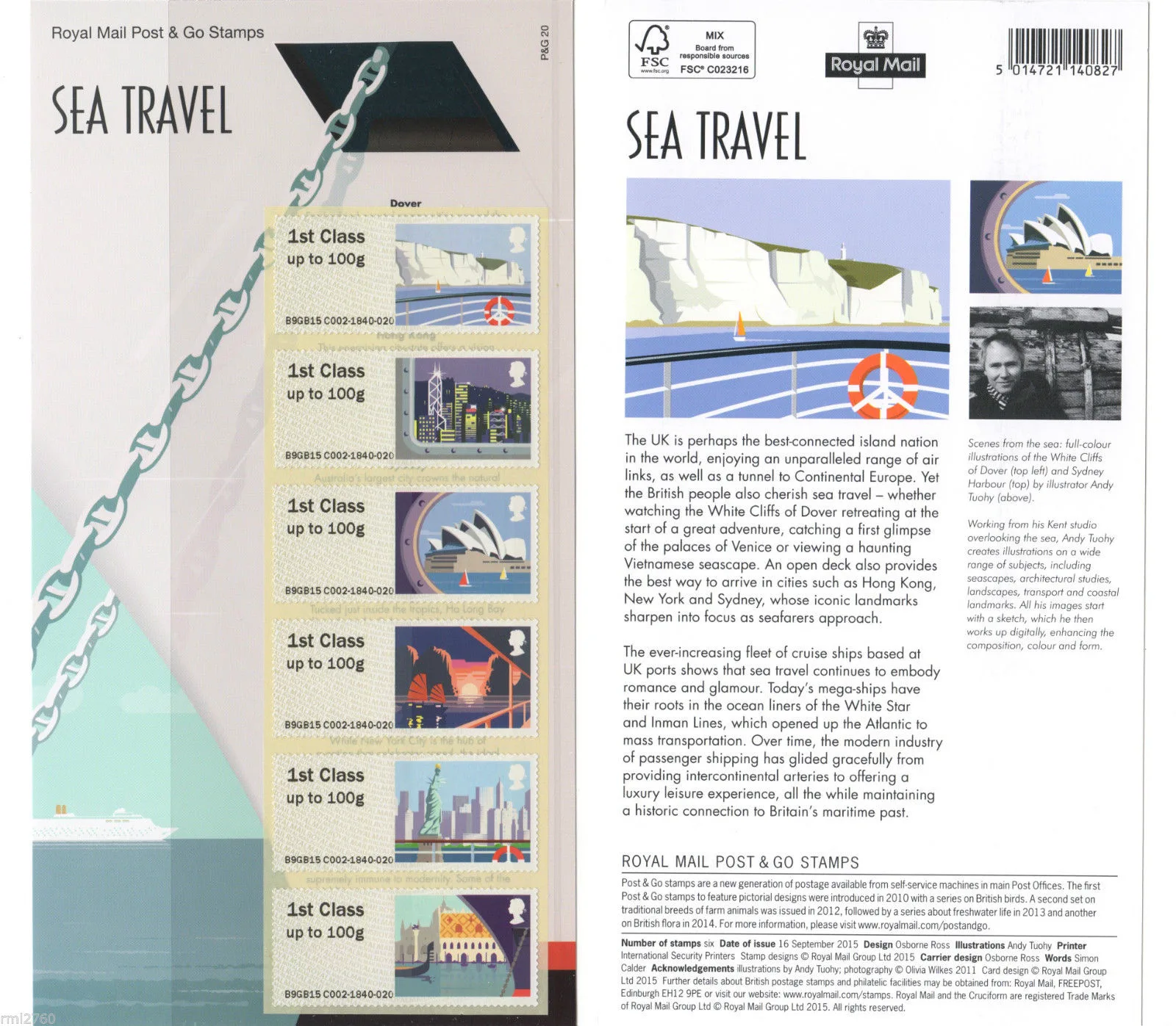 Gr. Britain 2015 Sea travel post & Go navires postfris/mnh