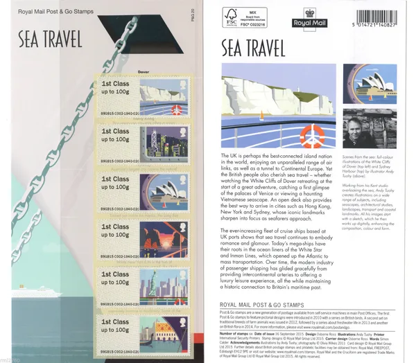 Gr. Britain 2015 Sea travel post & Go schepen ships postfris/mnh