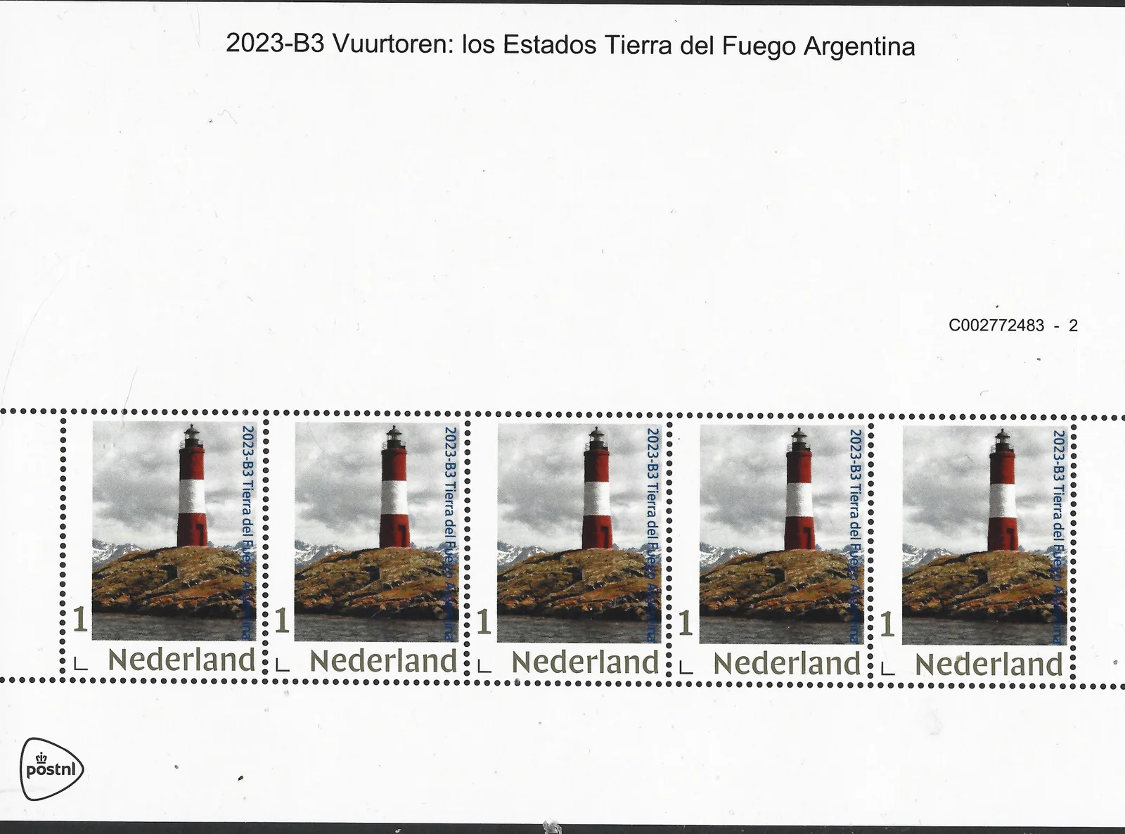 Pays-Bas 2023-B3 Phare-lighthouse Tierro del Fuego Argentine feuillet-sheetlet neuf/mnh