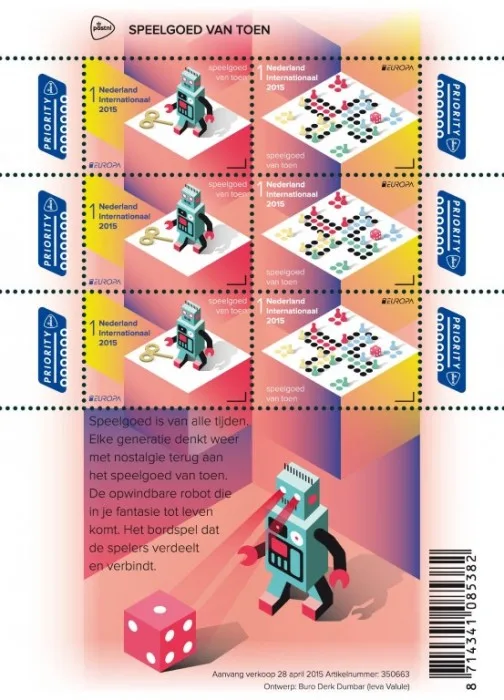 Nederland V328-3286 Speelgoed van toen Europa 2015 vel-sheetlet postfris/mnh