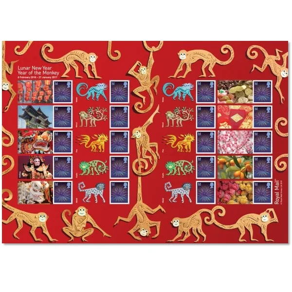 Gr. Britain 2015 Jaar vd Aap Year of the Monkey smilervel postfris/mnh