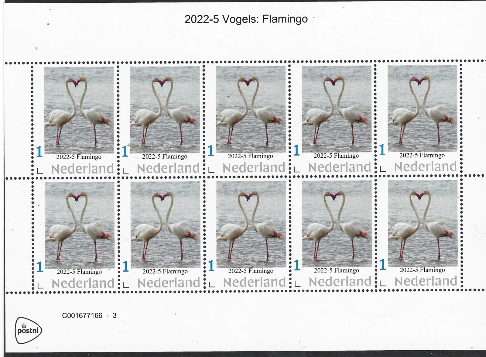 Niederlande 2022-5 Vögel: Flamingo Bogen postfrisch/mnh