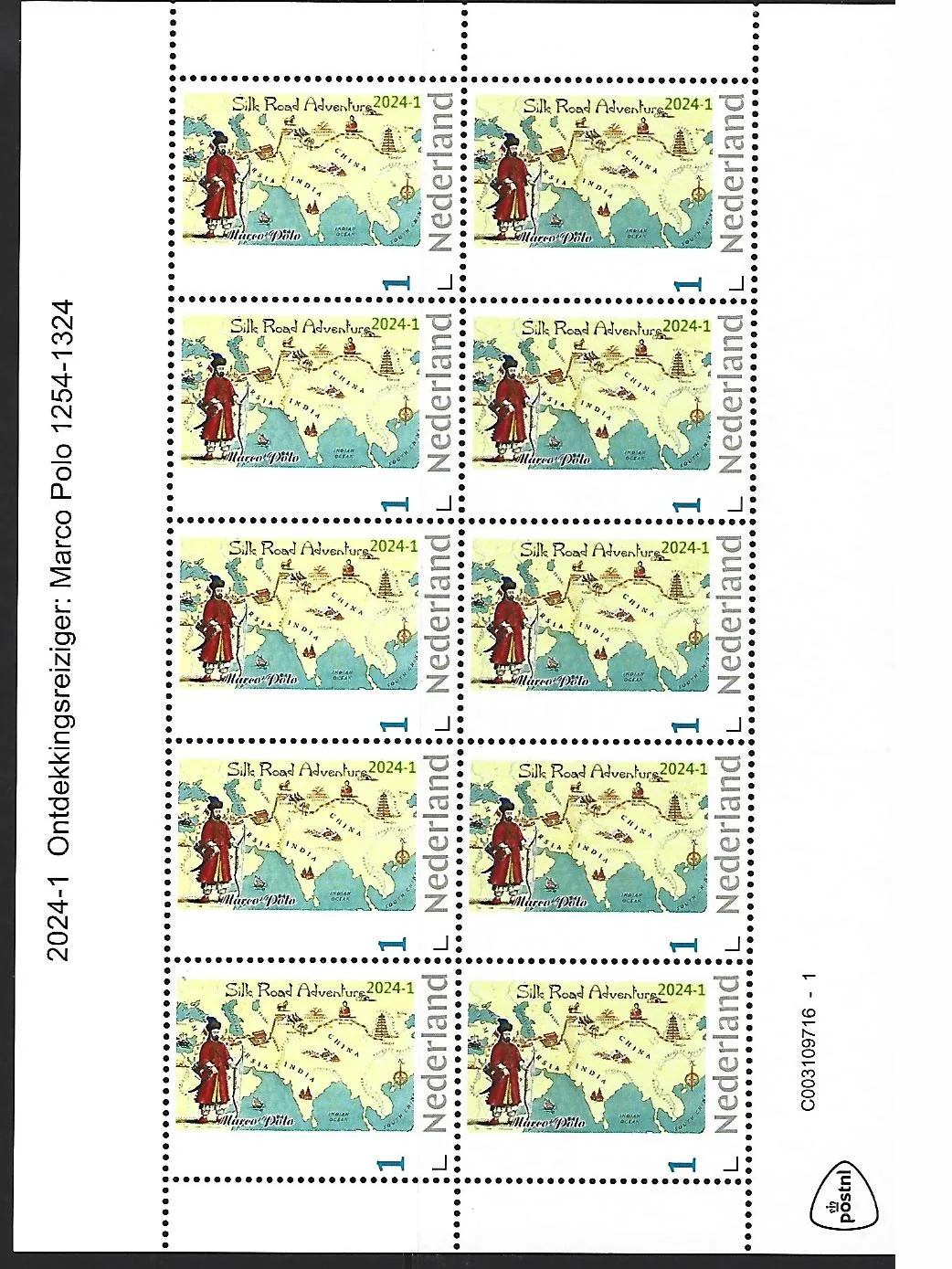 Niederlande 2024-1 Entdecker: Marco Polo 1254-1324 Kleinbogen postfrisch/mnh