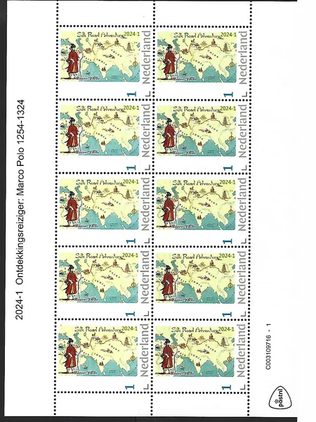 Nederland 2024-1 Ontdekkingsreiziger: Marco Polo 1254-1324 sheetlet postfris/mnh
