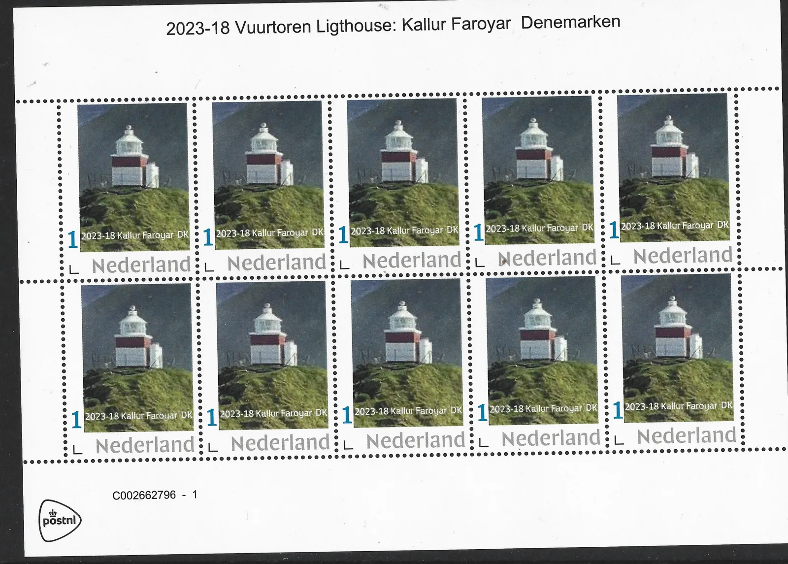 Pays-Bas 2023-18 Phare Kallur Faroes feuille dentelée neuf/nhm