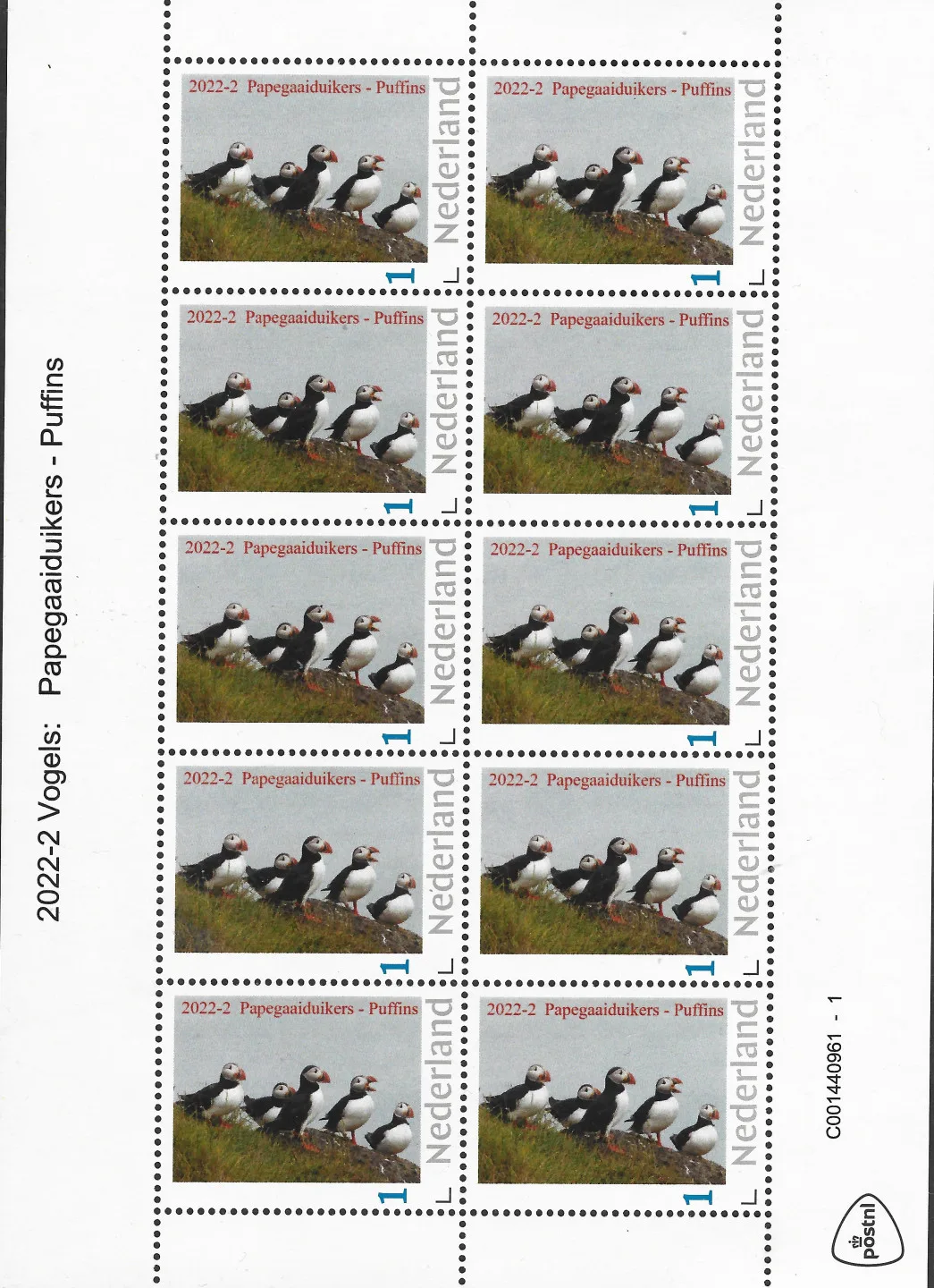 Niederlande 2022-2 Vögel: Papageitaucher Puffin Bogen postfrisch/mnh