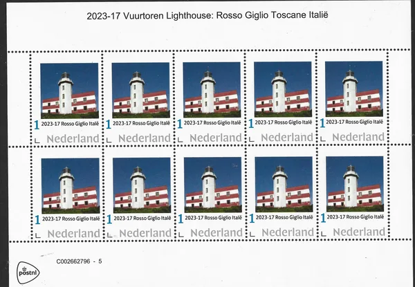Nederland 2023-17 Vuurtoren-lighthouse Capel Rosso giglio Toscane Italy vel-sheetlet postfris/mnh