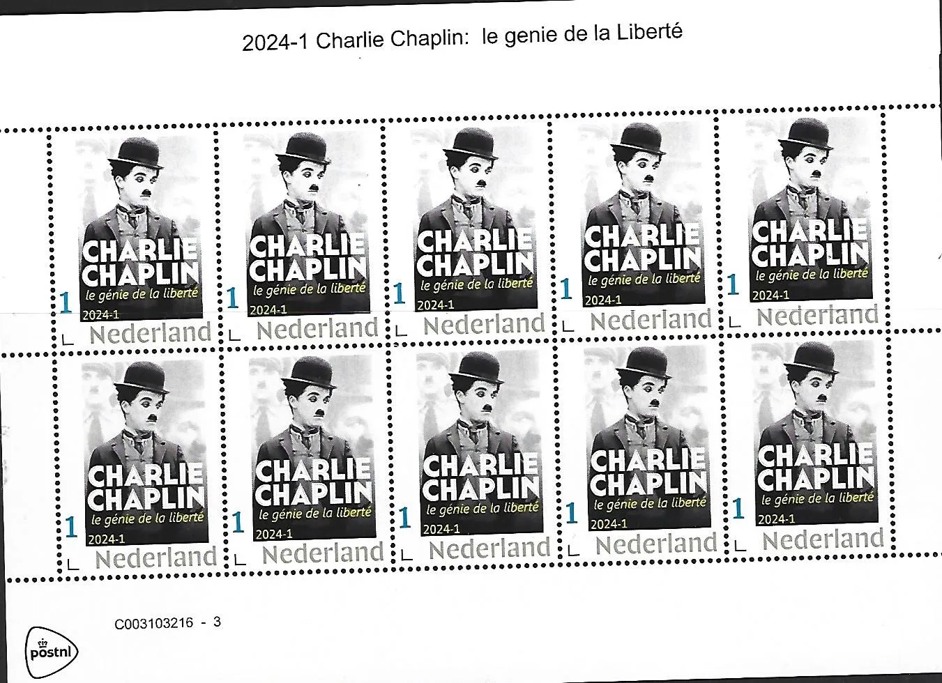 2024-1 Charlie Chaplin: Le genie de la Liberté sheetlet postfris/mnh