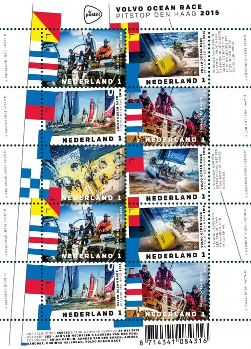 Nederland V3303-3308 Volvo Oceanrace boten - ships vel-sheetlet 2015 postfris/mnh