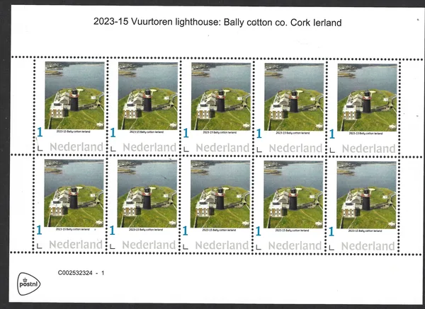 Nederland 2023-15 Vuurtoren -lighthouse Bally cotton Cork Ireland vel-sheetlet postfris/mnh