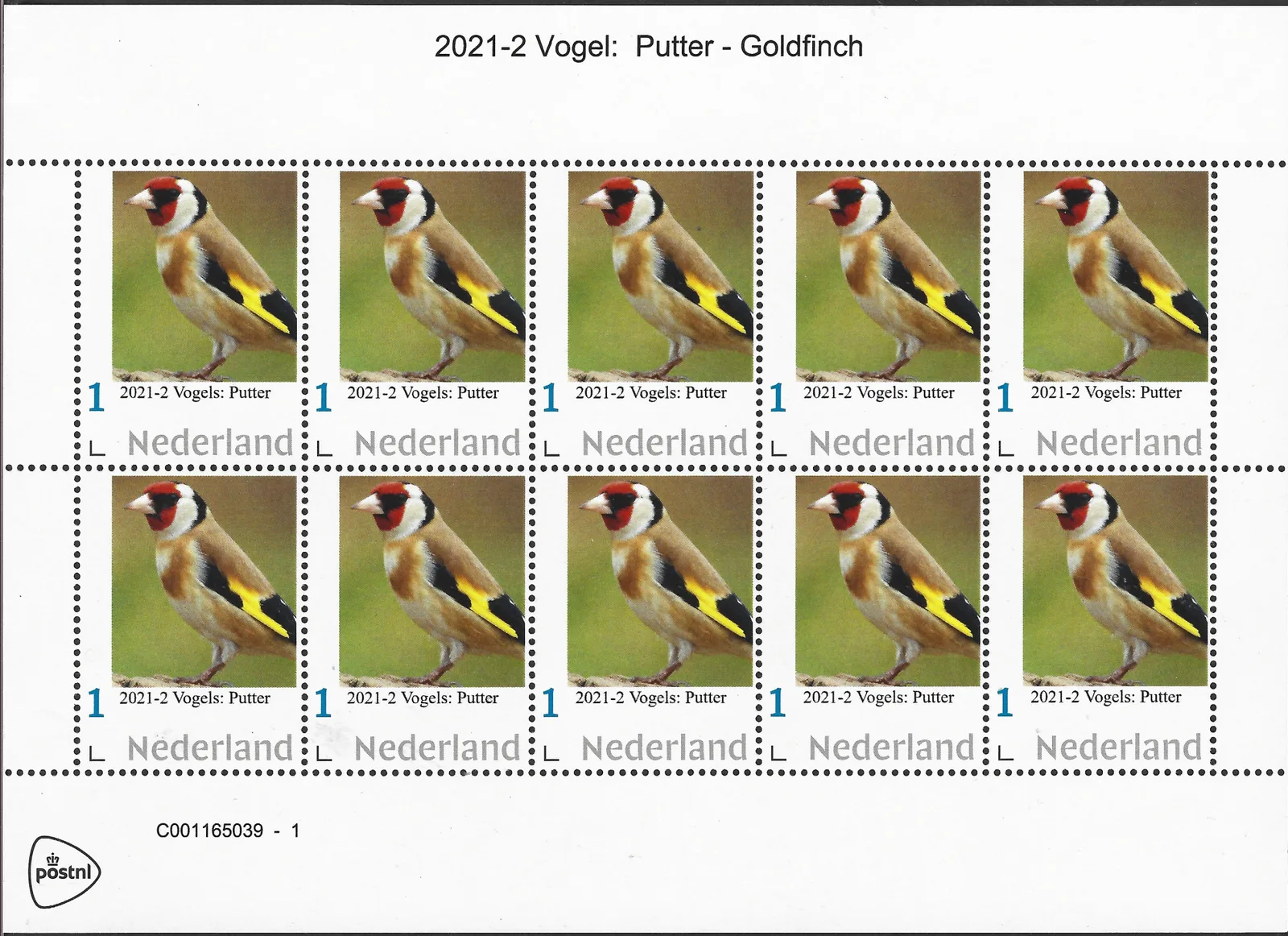 Niederlande 2021-2 Vögel Distelfink Vogelmarkenblock postfrisch/ungebraucht