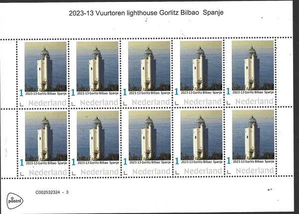 Netherlands 2023-13 Lighthouse: Gorlitz Bilbao Spain sheetlet MNH