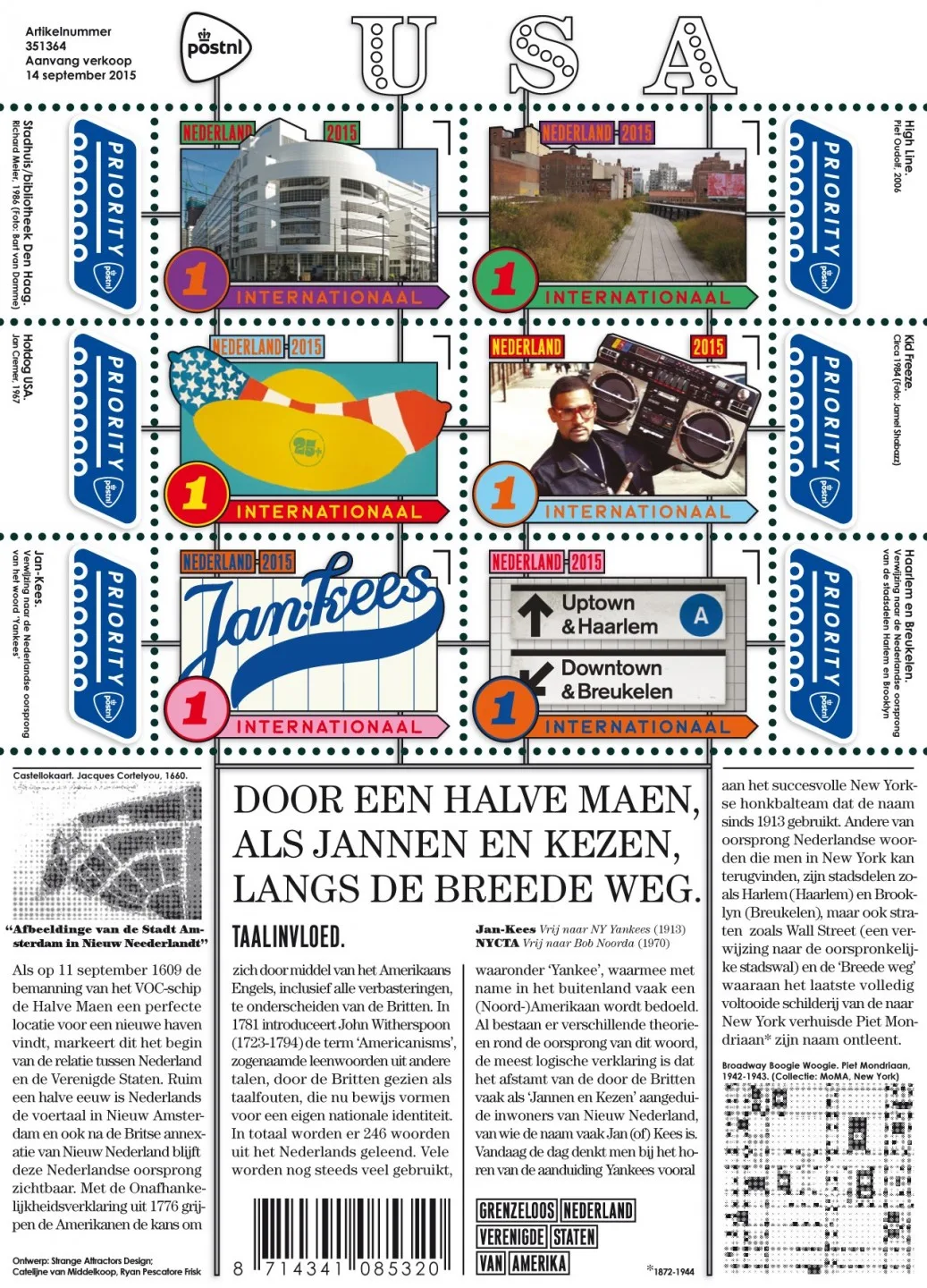 Nederland 3325-3330b Ned-USA b Taal 2015 postfris/mnh