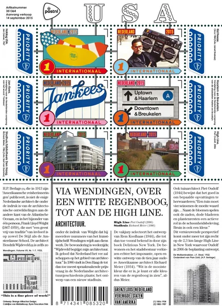 Netherlands 3325-3330c Neth-USA architecture 2015 MNH