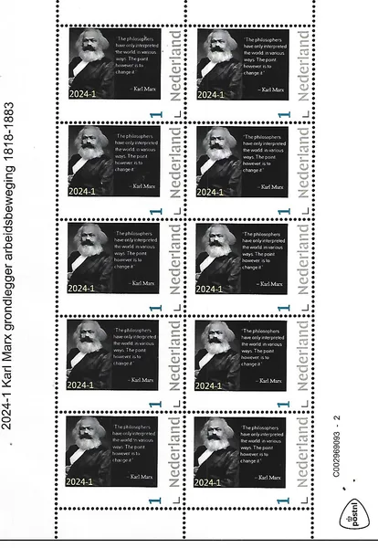 Netherlands 2024-1 Karl Marx Quote sheet-sheetlet MNH