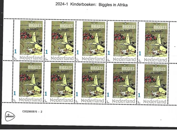 Netherlands 2024-1 Children's Book Biggles in Africa airplane sheet MNH