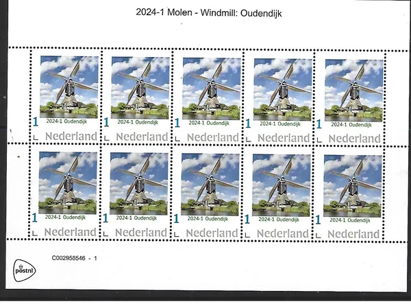Nederland 2024-1 Molen - windmill Oudendijk vel-sheetlet postfris/mnh