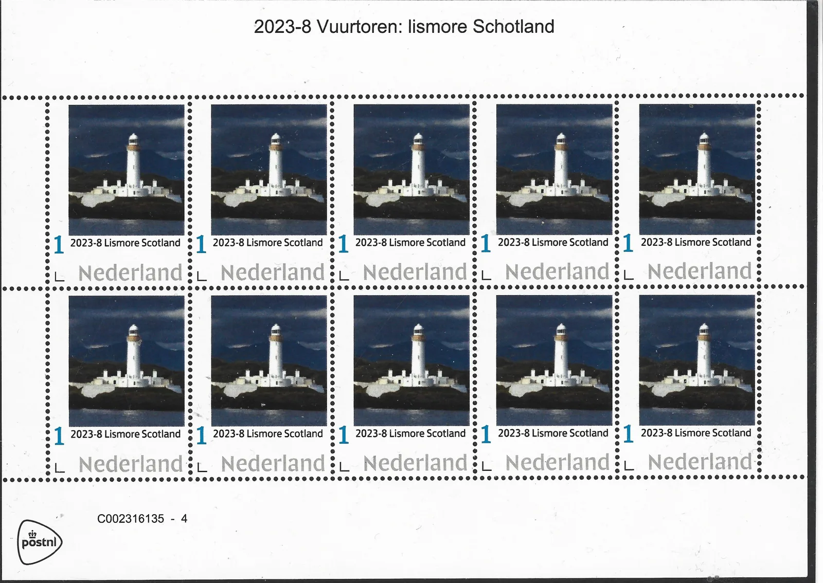 Niederlande 2023-8 Leuchtturm Lighthouse: Lismore Schottland vel-Einzelblatt postfrisch/mnh