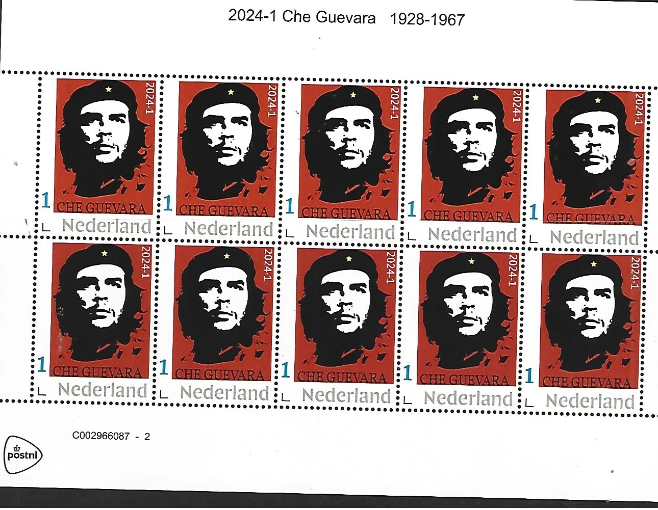 Niederlande 2024-1 Che Guevara Bogenteile postfrisch/mnh