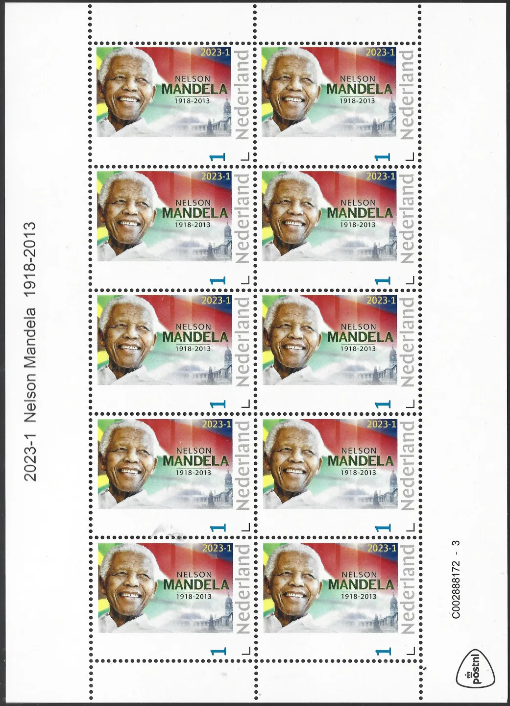 Pays-Bas 2023-1 Nelson Mandela 1918-2013 feuillet neuf/mnh