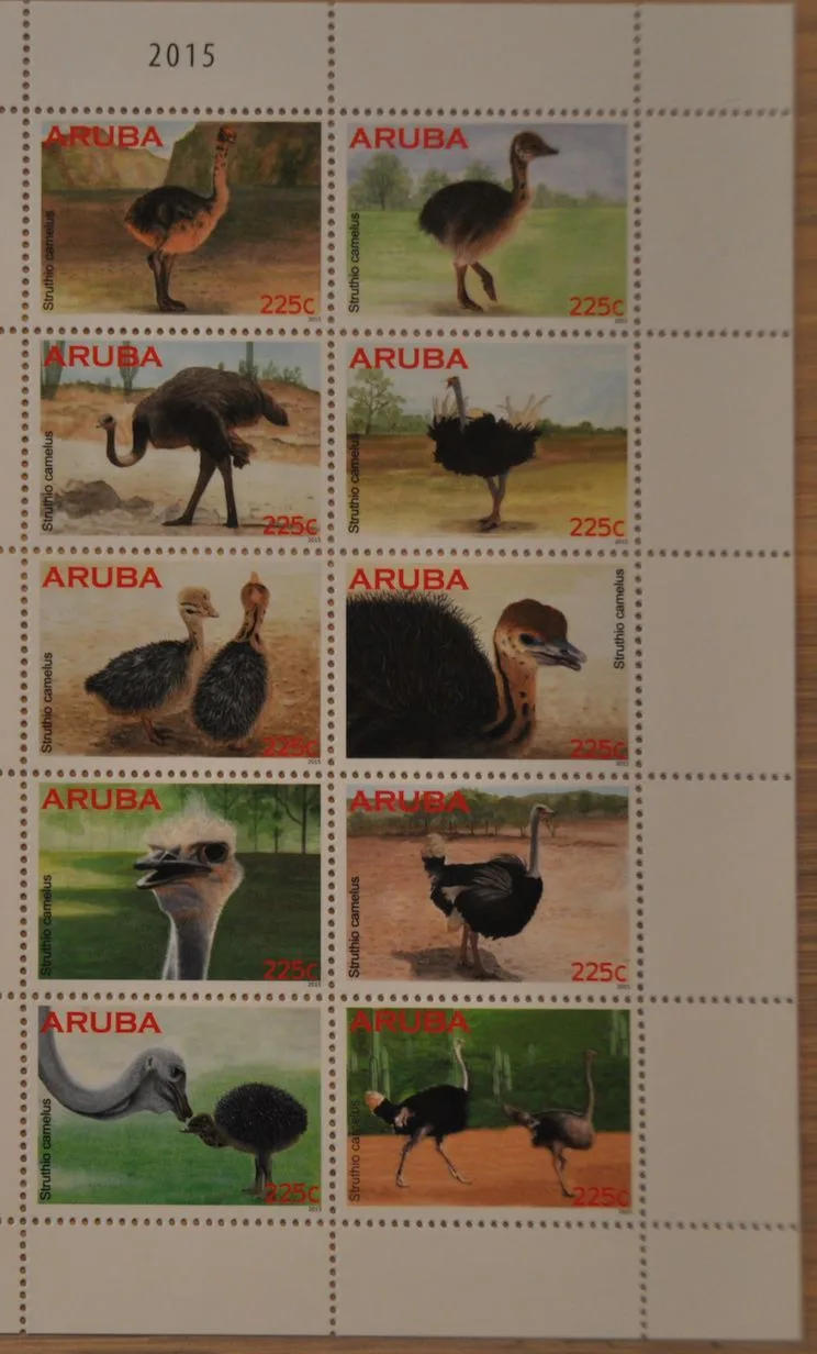 Aruba 2015 Struisvogels ostrich 826-835 postfris-mnh
