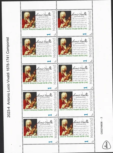 Nederland 2023-4 Antonio Vivaldi 1678-1741 vel-sheetlet posfris/mnh