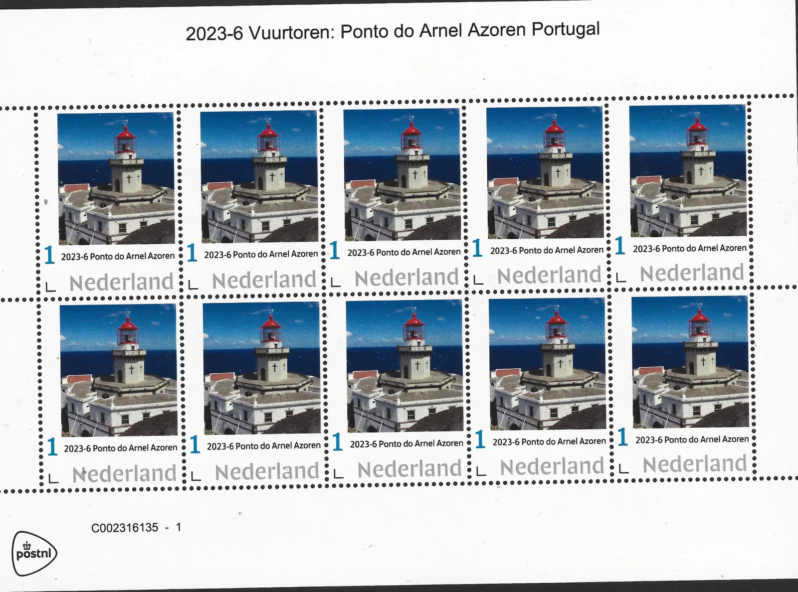Pays-Bas 2023-6 Phare lighthouse : Ponto do Arnel Açores feuille de velours neuf/mnh