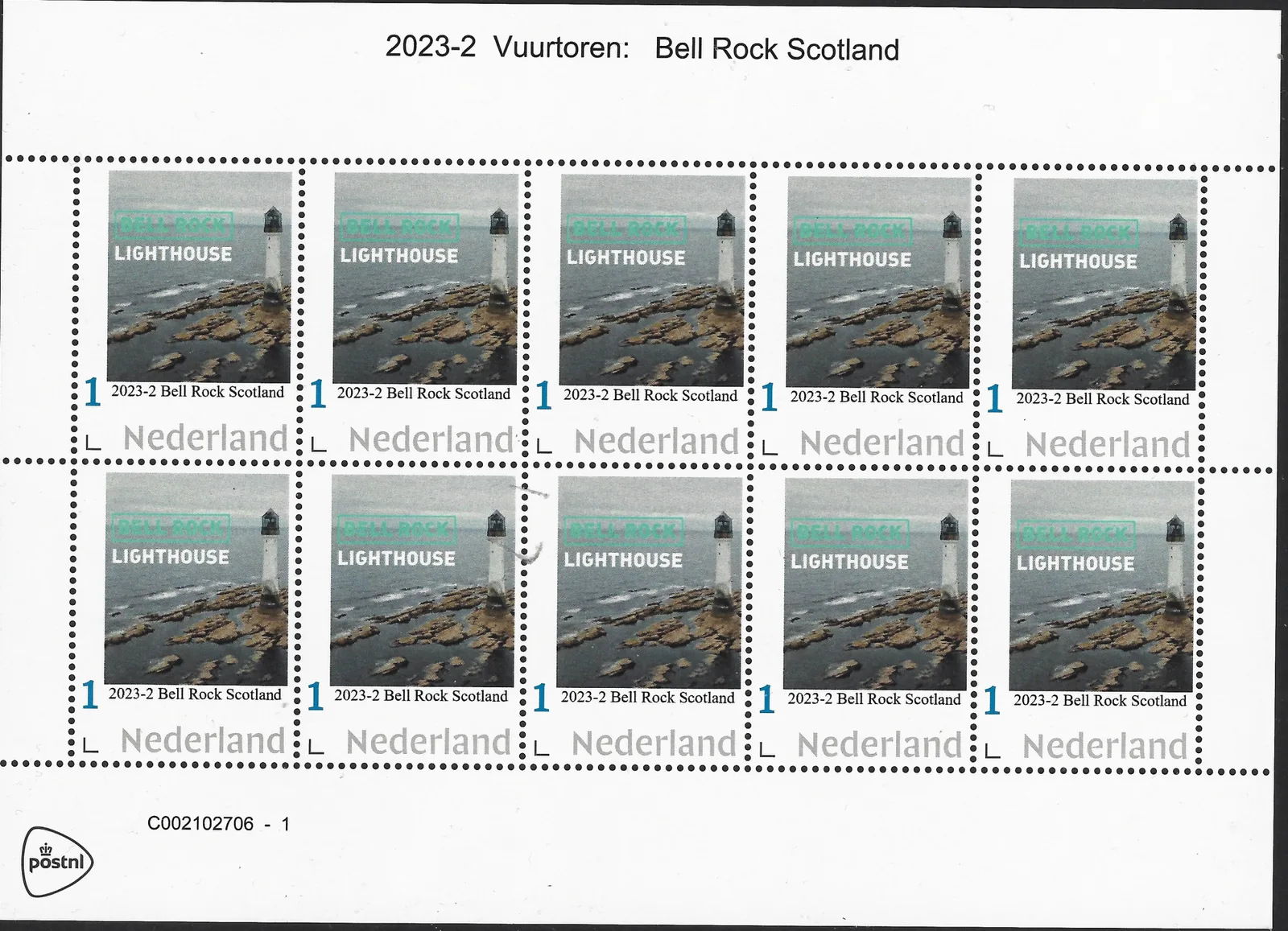 Pays-Bas 2023-2 Phare - Lighthouse Bullrock Écosse feuille postfris/mnh