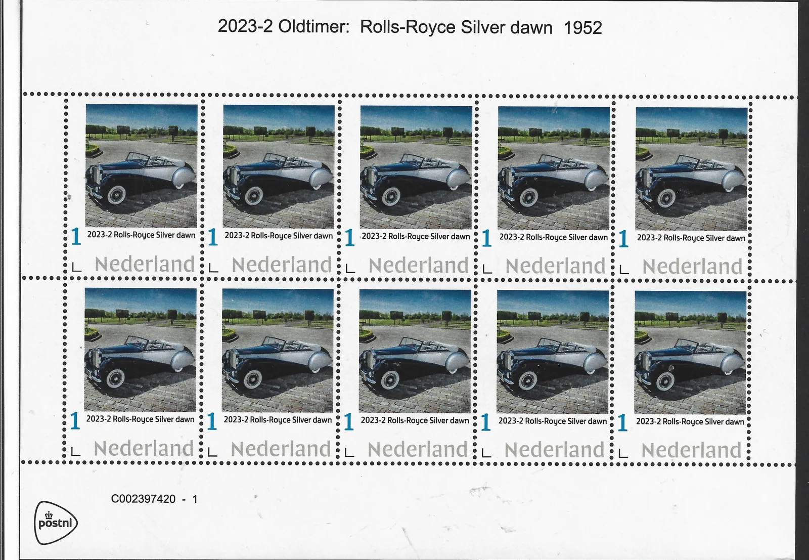 2023-2 Oldtimers Rolls-Royce Silver Dawn 1952 vel-sheetlet postfris/mnh