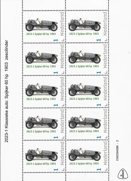 Ñederland 2023-1 Oldtimer car: Spijker 60-HP vel-sheetlet postfri/mnh
