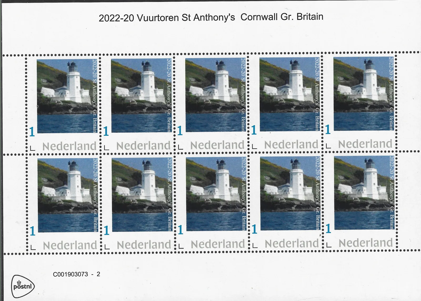 2022-20 Vuurtoren lighthouse St Anthony's Cornwall Gr. Britain vel-sheetlet postfris/mnh