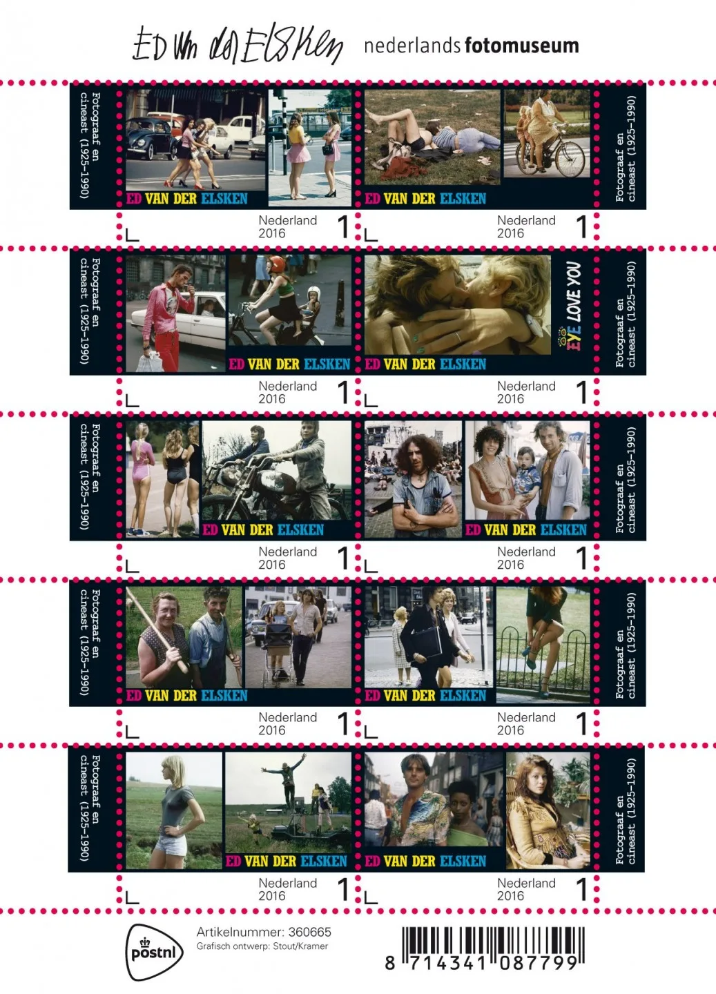 Nederland 3416-3425 Ed van der Elsken fotogrraaf Photographer vel-sheetlet 2016 postfris/mnh