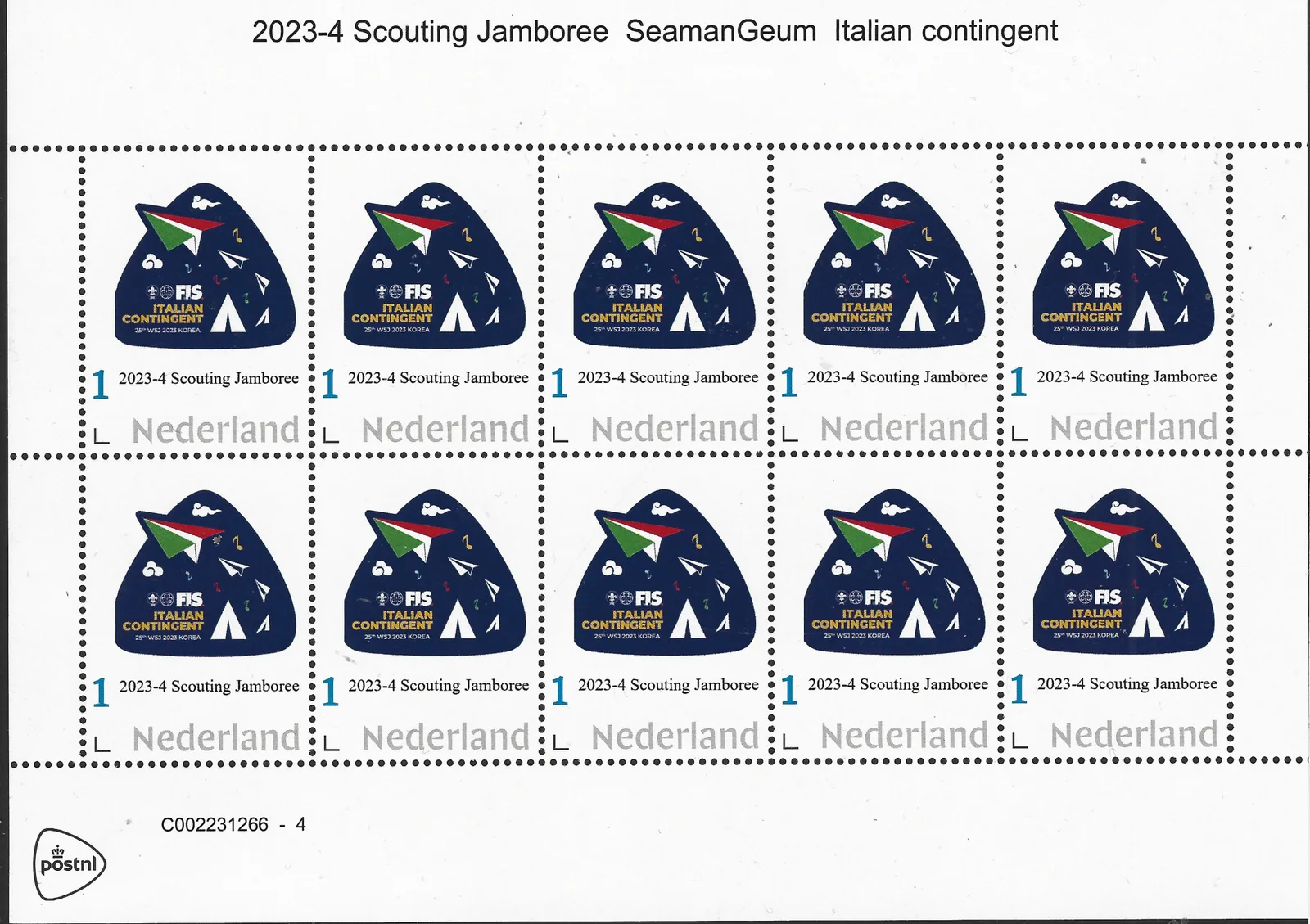 Niederlande 2023-3 Scouting Jamboree SeaManGeum Z.Korea Italienische Delegation postfrisch/mnh