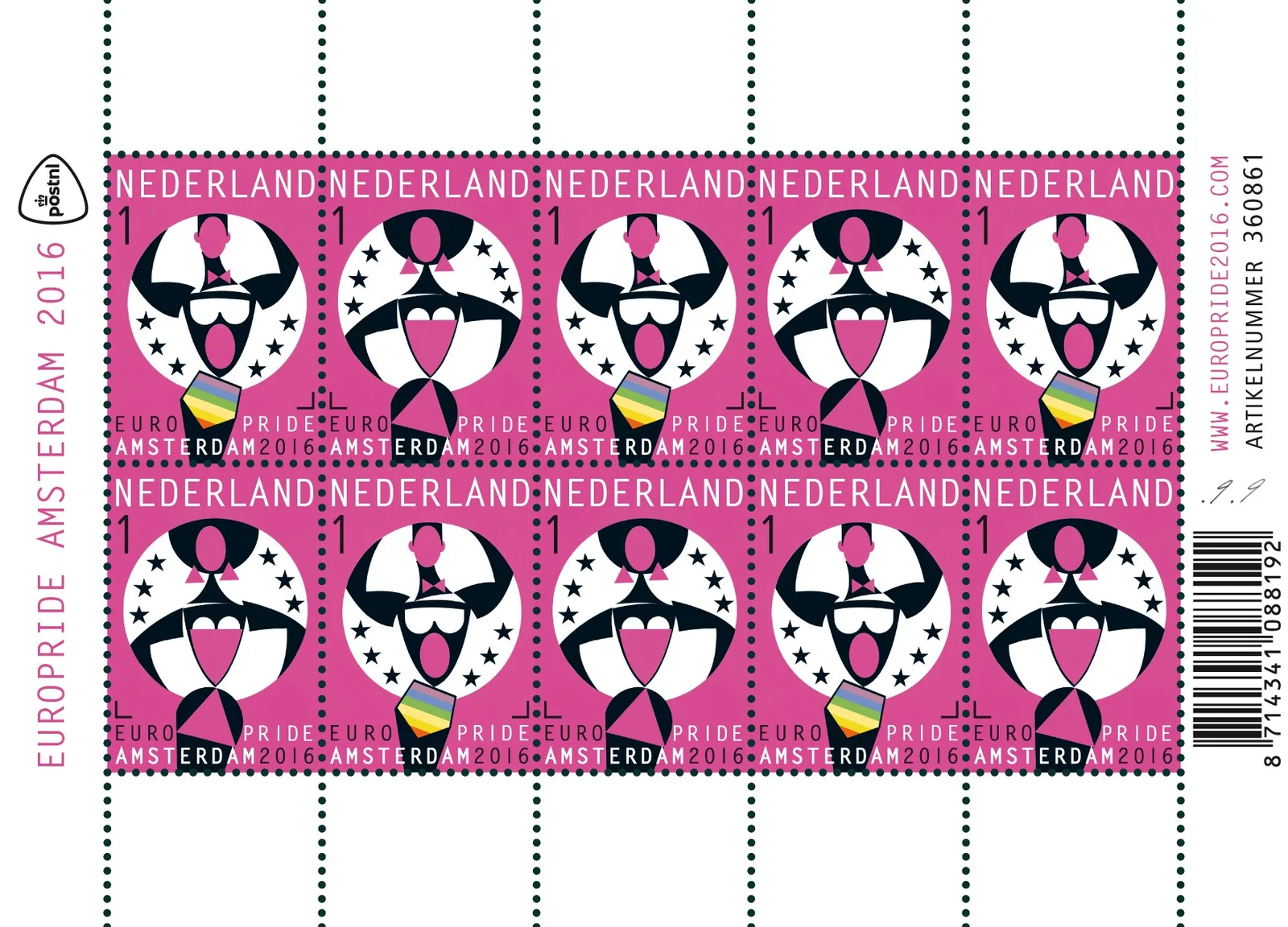 Netherlands V3428-3429 Europride sheet-sheetlet 2016 MNH