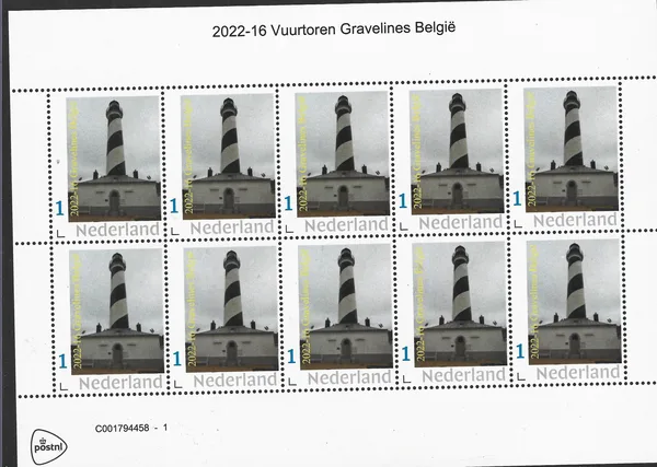 Netherlands 2022-16 Gravelines lighthouse Belgium sheet MNH
