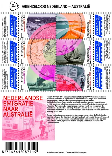 Nederland 3441-3446B Grenzeloos Ned.-Australia emigratie- emigration 2016 postfris/