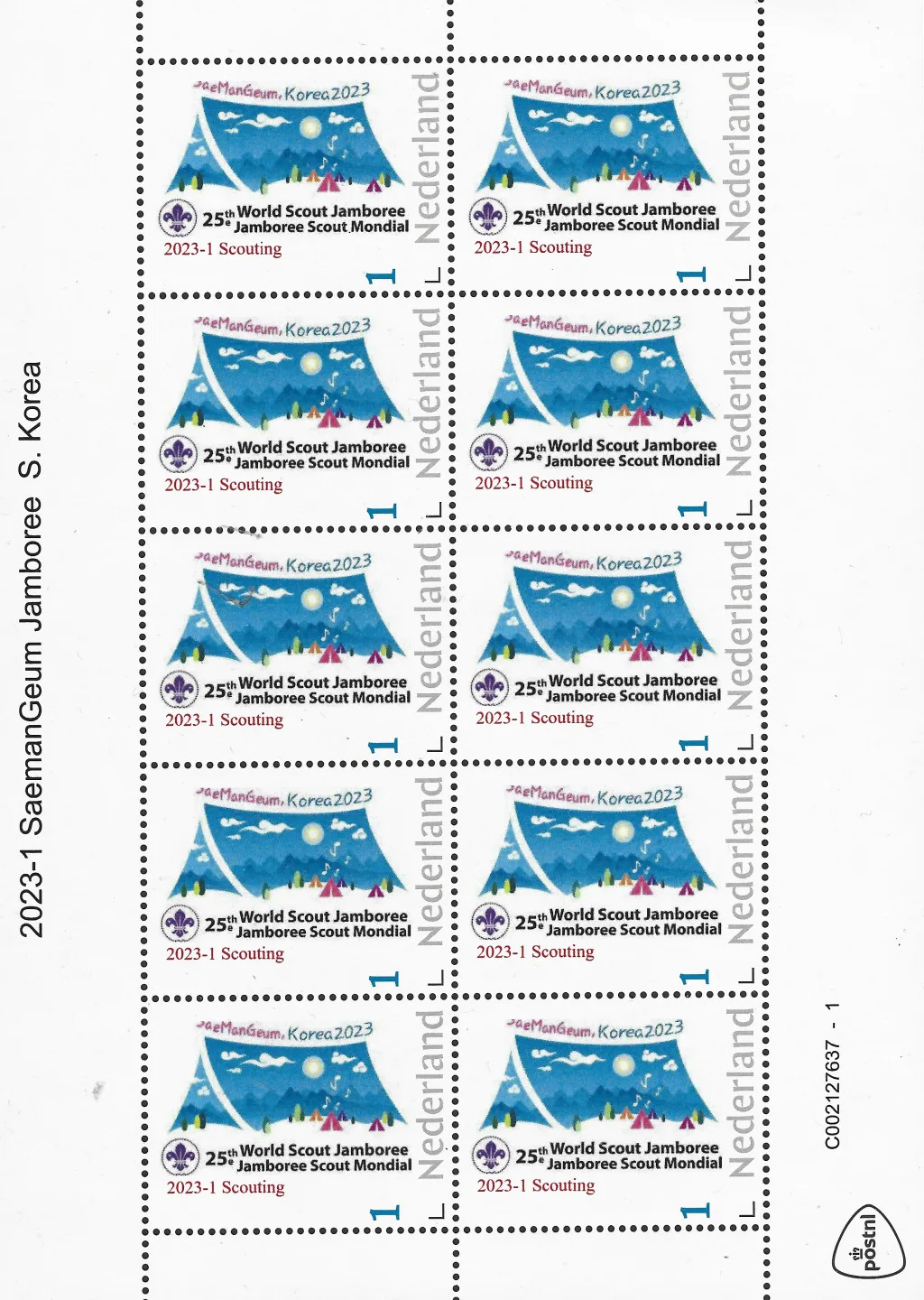 Pays-Bas 2023-1 Scoutisme padvindersij : 25e World Jamboree Corée du Sud feuillet postfris/mnh