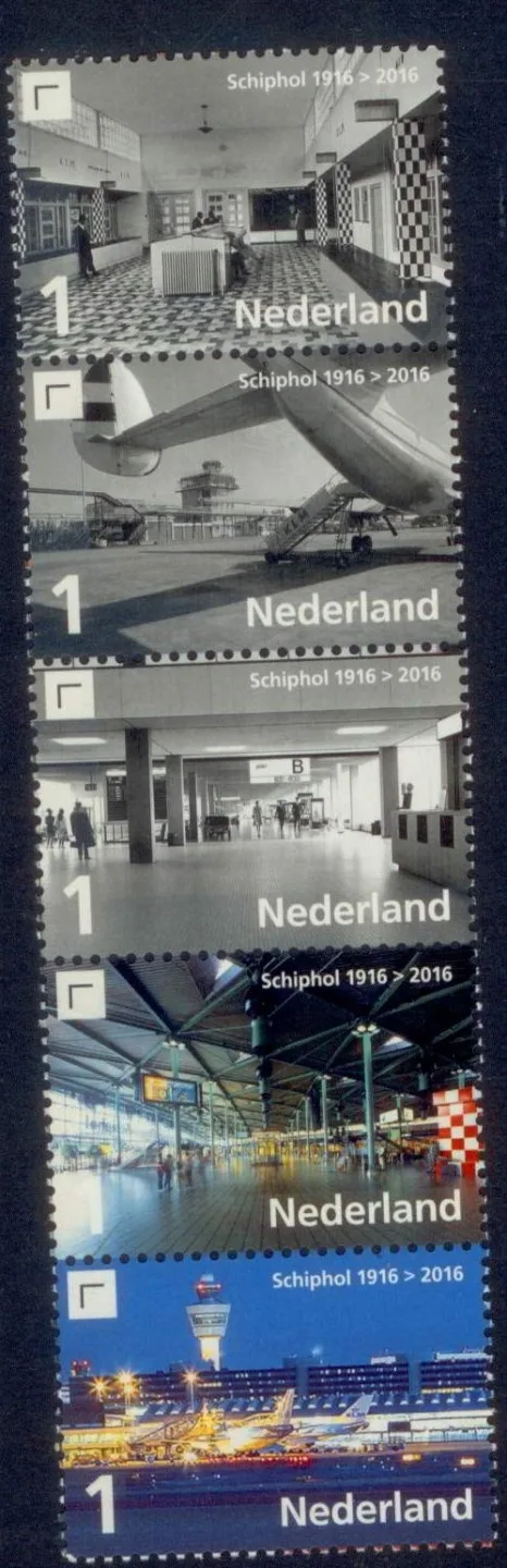 Nederland 3447-3451 100jr Schiphol 2016 postfris/mnh