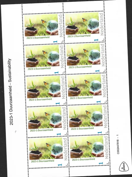 Nederland 2023-1 Duurzaamheid - Sustainability vlinder globe vel-sheetlet postfris/mnh