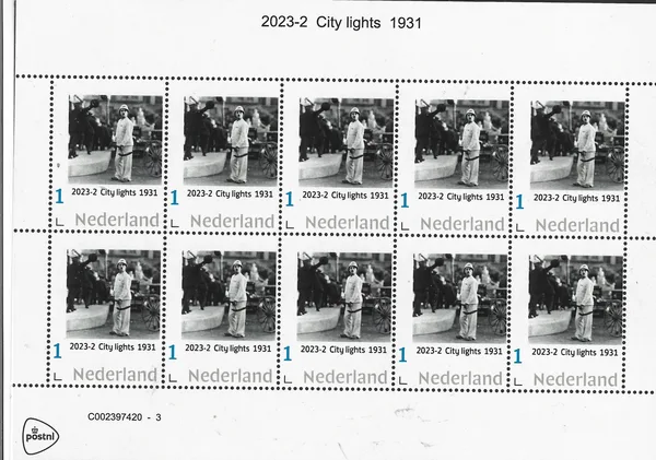 Nederland 2023-1 Charlie Chaplin city lights 1931 vel-sheetlet postfrs/mnh