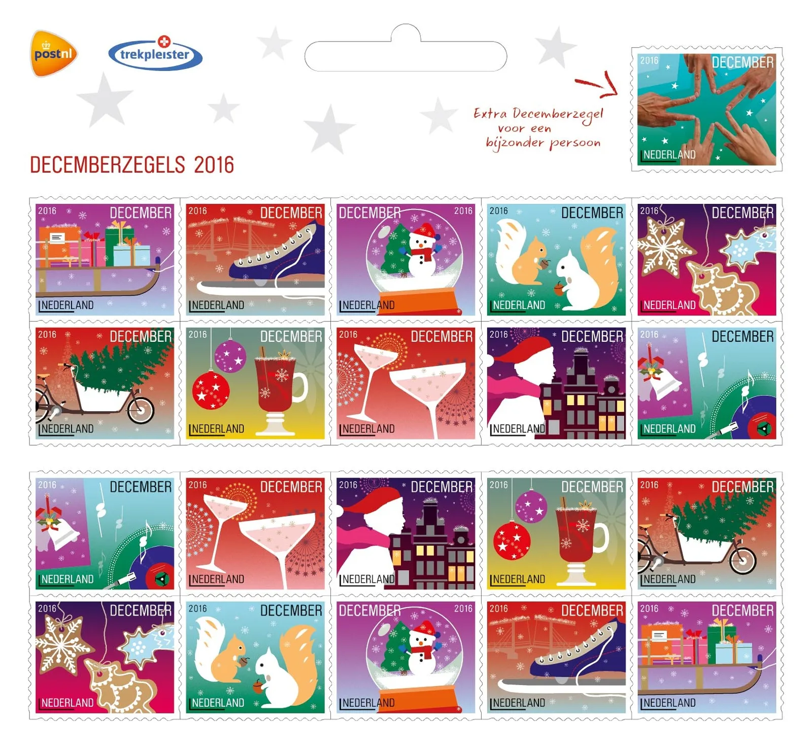 Netherlands 3474-3484 December Christmas Stamps Trekpleister 2016 MNH