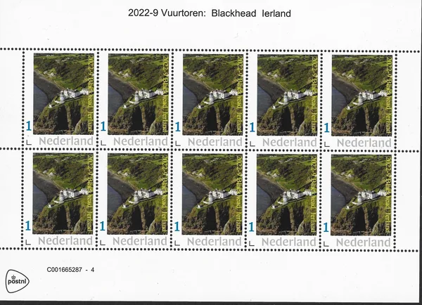 Nederland 2022-9 Vuurtoren lighthouse Blackhead co Antrim Ierland vel-sheetllet postfrsi/mnh