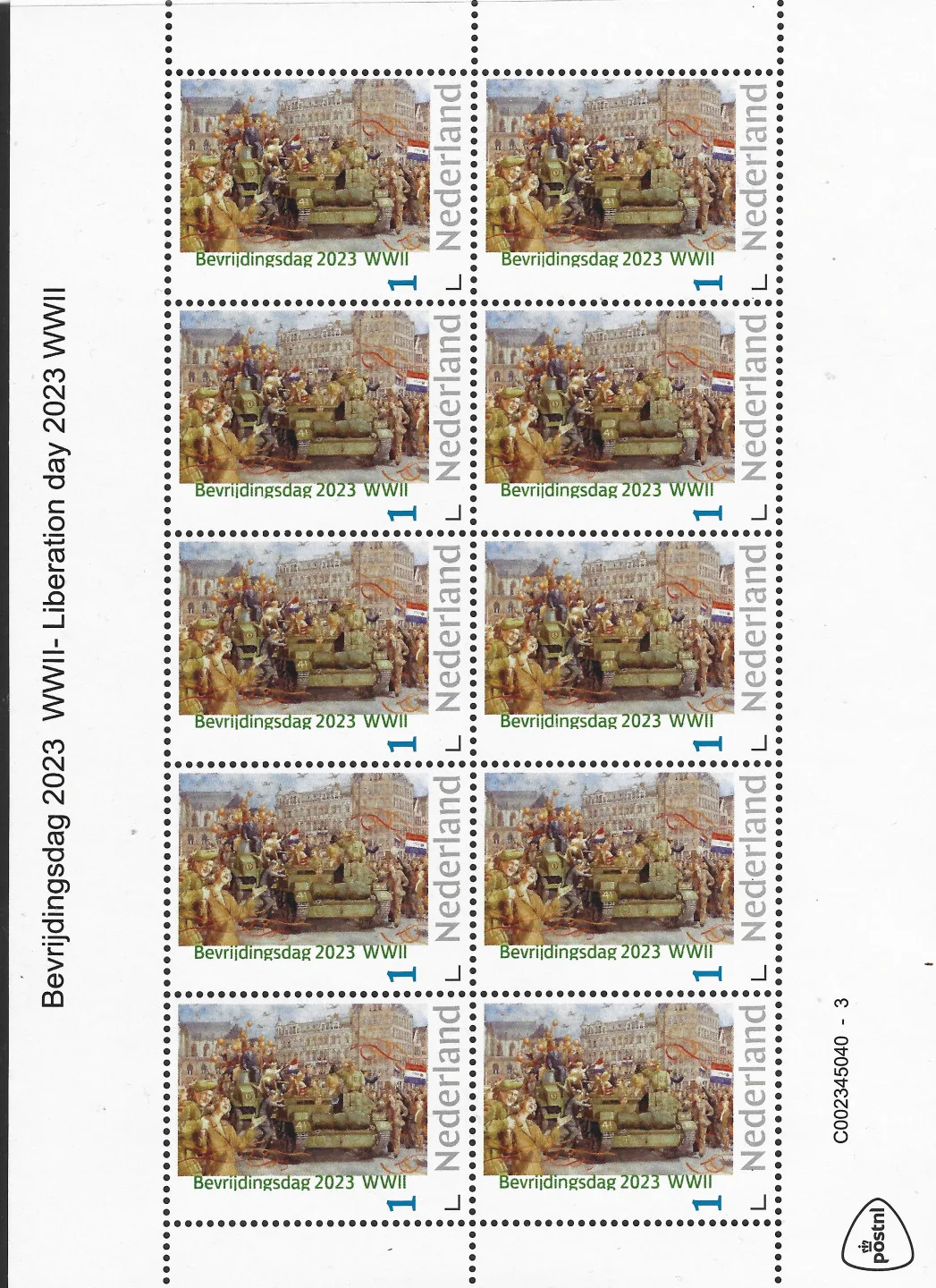 Pays-Bas 2023-1 Jour de la Libération 2023 Liberationday WWII feuille-sheetlet neuf/mnh